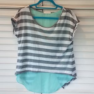 Gray, White & Seafoam Green Tee